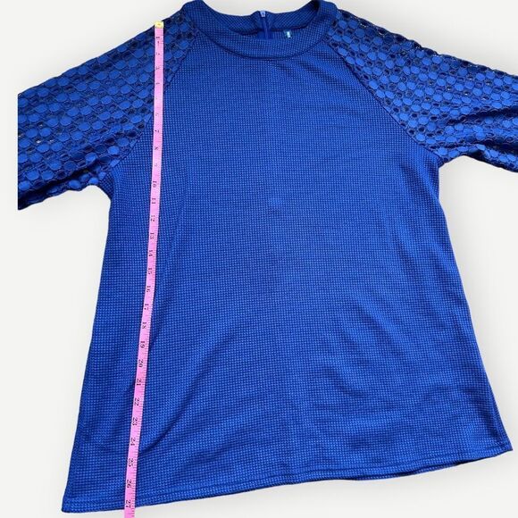 Iwollence Dark Blue Long Detail Lace Sleeve Crewneck Top. Blouse. Shirt. XL. - Picture 8 of 12